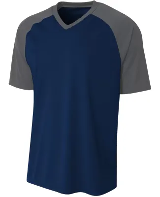 A4 Apparel NB3373 Youth Polyester V-Neck Strike Je NAVY/ GRAPHITE