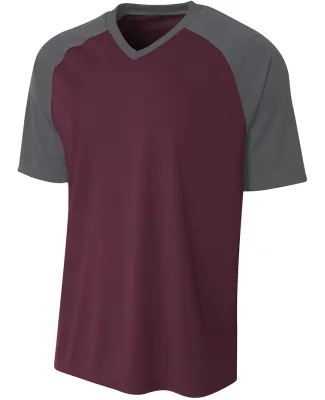 A4 Apparel NB3373 Youth Polyester V-Neck Strike Je MAROON/ GRAPHITE