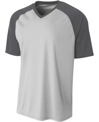 A4 Apparel NB3373 Youth Polyester V-Neck Strike Je SILVER/ GRAPHITE