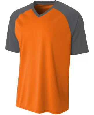 A4 Apparel NB3373 Youth Polyester V-Neck Strike Je SFTY ORNGE/ GRPH