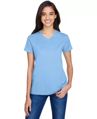 A4 Apparel NW3381 Ladies' Topflight Heather V-Neck in Light blue