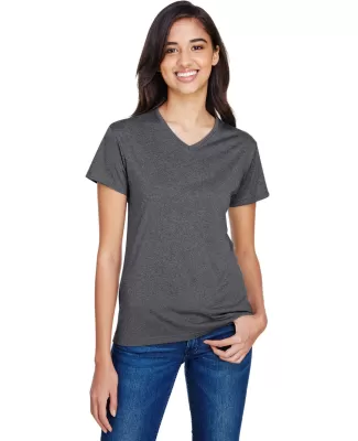 A4 Apparel NW3381 Ladies' Topflight Heather V-Neck in Charcoal heather