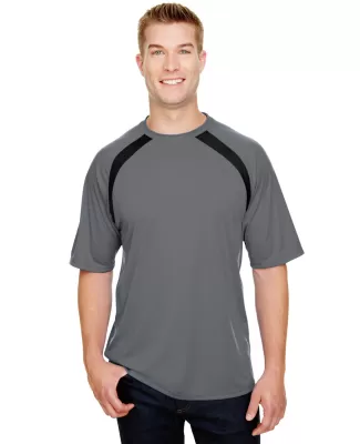 A4 Apparel N3001 Men's Spartan Short Sleeve Color  in Graphite/ black