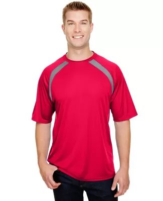 A4 Apparel N3001 Men's Spartan Short Sleeve Color  in Scarlet/ graphit