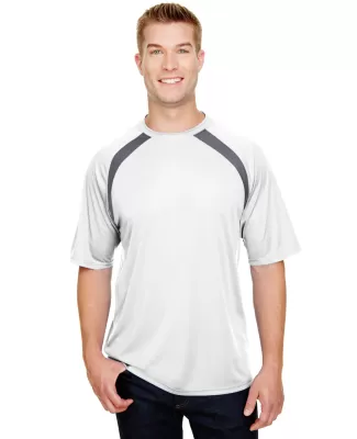 A4 Apparel N3001 Men's Spartan Short Sleeve Color  in White/ graphite