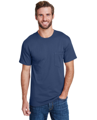 Hanes W110 Workwear Short Sleeve Pocket T-Shirt in Navy