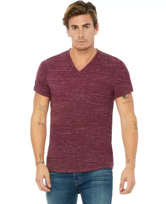 BELLA+CANVAS 3005 Cotton V-Neck T-shirt in Maroon marble