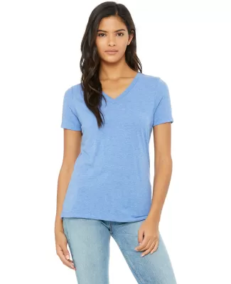 BELLA 6405 Ladies Relaxed V-Neck T-shirt in Blue triblend