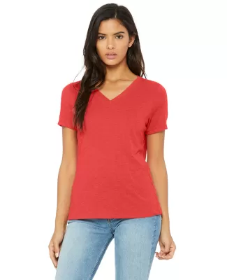 BELLA 6405 Ladies Relaxed V-Neck T-shirt in Red triblend