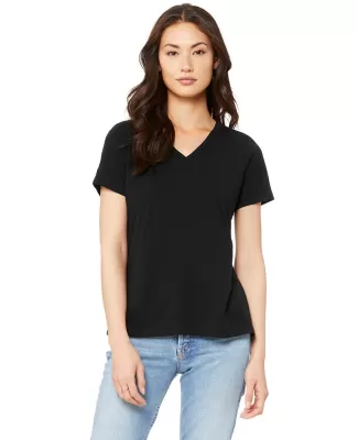 BELLA 6405 Ladies Relaxed V-Neck T-shirt in Solid blk trblnd