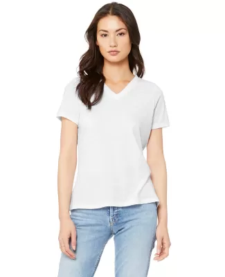 BELLA 6405 Ladies Relaxed V-Neck T-shirt in Solid wht trblnd