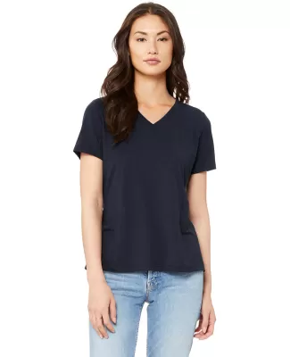 BELLA 6405 Ladies Relaxed V-Neck T-shirt in Solid nvy trblnd