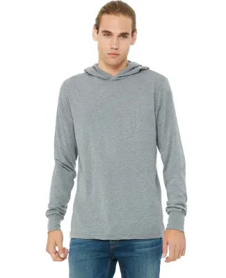 BELLA+CANVAS 3512 Unisex Jersey Hooded T-Shirt in Grey triblend