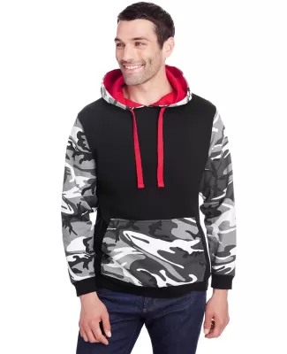 Code V 3967 Fashion Camo Hooded Sweatshirt BLK/ URBN WD/ RD