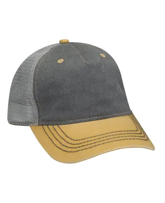 Adams Hats EN102 Pigment-Dyed Twill & Mesh 5 Panel in Chrcl/ mstrd/ gr