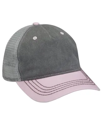 Adams Hats EN102 Pigment-Dyed Twill & Mesh 5 Panel in Chrcl/ p pnk/ gr
