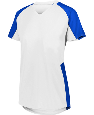 Augusta Sportswear 1522 Ladies' Cutter Jersey T-Sh in White/ royal