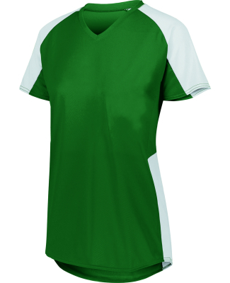 Augusta Sportswear 1522 Ladies' Cutter Jersey T-Sh in Dark green/ wht