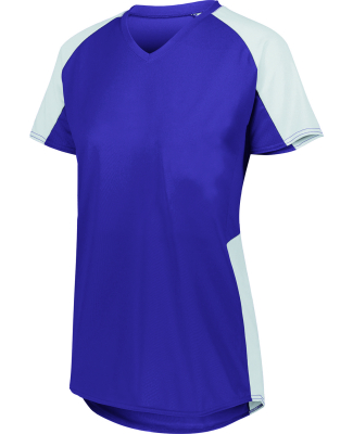 Augusta Sportswear 1522 Ladies' Cutter Jersey T-Sh in Purple/ white