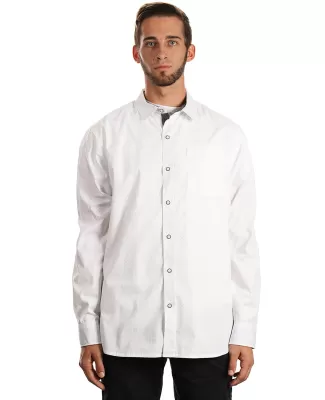 Burnside Clothing 8290 Men's Peached Poplin Woven  in White/ black dot
