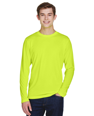 Team 365 TT11L Men's Zone Performance Long-Sleeve  in Safety yellow