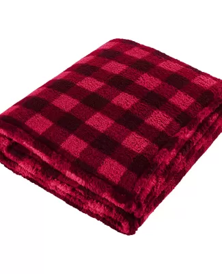 J America 8449 Adult Epic Sherpa Blanket RED/ BLK BUFFALO