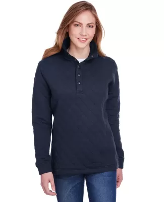 J America 8891 Ladies' Quilted Snap Pullover NAVY