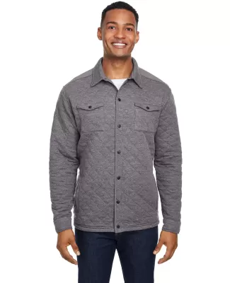 J America 8889 Adult Quilted Jersey Shirt Jacket CHARCOAL HEATHER