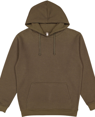 LA T 201Z Adult Pullover Fleece Hoodie in Military green