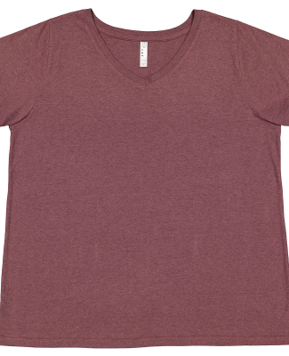 LA T 3817 Ladies' Curvy V-Neck Fine Jersey T-Shirt in Sangria blackout