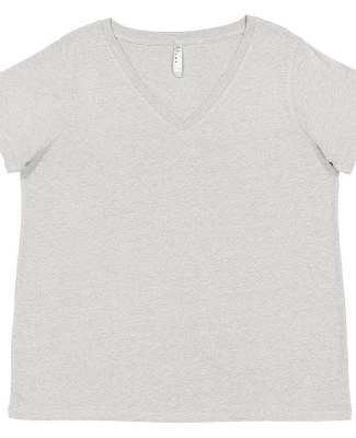 LA T 3817 Ladies' Curvy V-Neck Fine Jersey T-Shirt in Heather