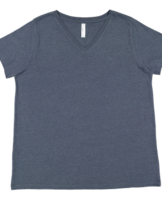 LA T 3817 Ladies' Curvy V-Neck Fine Jersey T-Shirt in Vintage denim