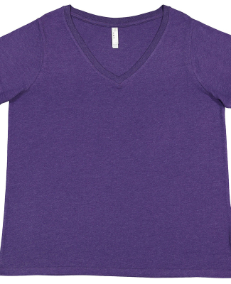 LA T 3817 Ladies' Curvy V-Neck Fine Jersey T-Shirt in Vintage purple