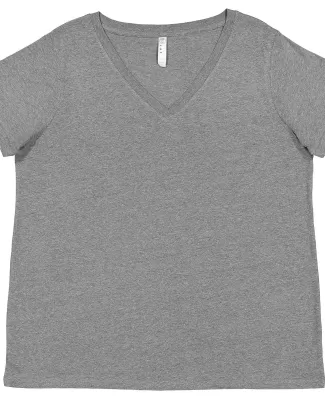 LA T 3817 Ladies' Curvy V-Neck Fine Jersey T-Shirt GRANITE HEATHER