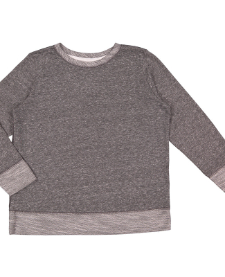 LA T 2279 Youth French Terry Long Sleeve Crewneck  in Smoke melange