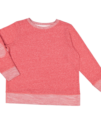 LA T 2279 Youth French Terry Long Sleeve Crewneck  in Red melange