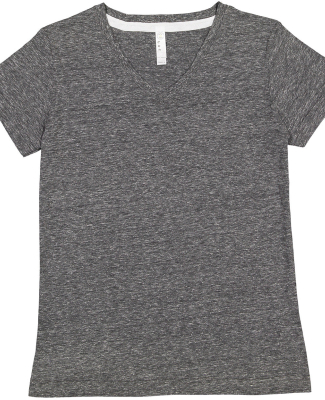 LA T 3591 Ladies' V-Neck Harborside Melange Jersey in Smoke melange