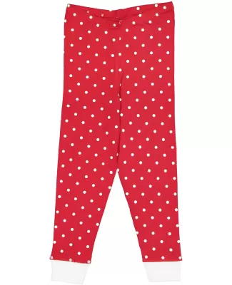 LA T 612Z Youth Baby Rib Pajama Bottom RED WHT DOT/ WHT