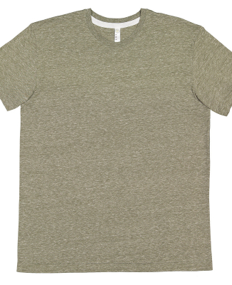 LA T 6991 Men's Harborside Melange Jersey T-Shirt in Miltry grn mlnge