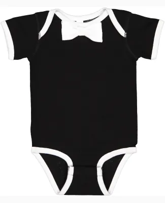 Rabbit Skins 4407 Infant Baby Rib Bow Tie Bodysuit in Black/ white