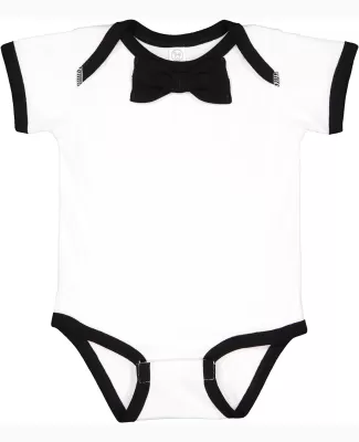 Rabbit Skins 4407 Infant Baby Rib Bow Tie Bodysuit in White/ black