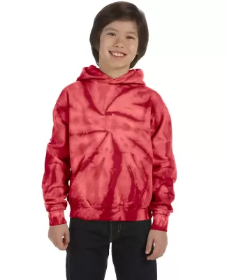 Tie-Dye CD877Y Youth 8.5 oz. d Pullover Hooded Swe SPIDER RED