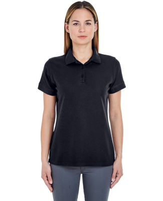 UltraClub 8560L Ladies' Basic Blended Piqué Polo BLACK