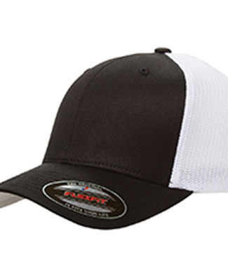 Yupoong-Flex Fit 6511 Adult 6-Panel Trucker Cap in Black/ white