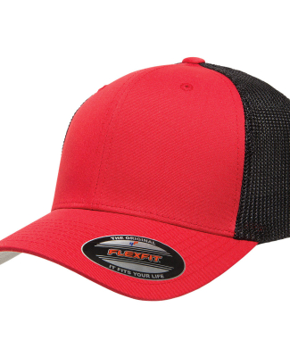 Yupoong-Flex Fit 6511 Adult 6-Panel Trucker Cap in Red/ black