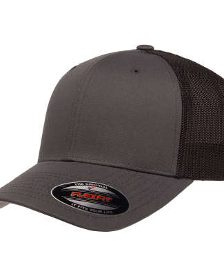 Yupoong-Flex Fit 6511 Adult 6-Panel Trucker Cap in Charcoal/ black