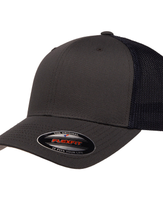 Yupoong-Flex Fit 6511 Adult 6-Panel Trucker Cap in Charcoal/ navy