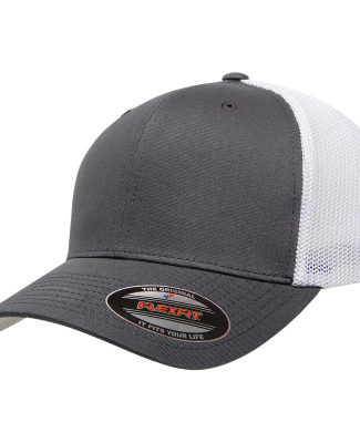 Yupoong-Flex Fit 6511 Adult 6-Panel Trucker Cap in Charcoal/ white