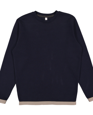 LA T 3906 Adult Statement Fleece Crew Sweatshirt in Navy/ titanium