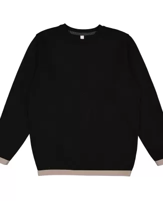 LA T 3906 Adult Statement Fleece Crew Sweatshirt BLACK/ TITANIUM